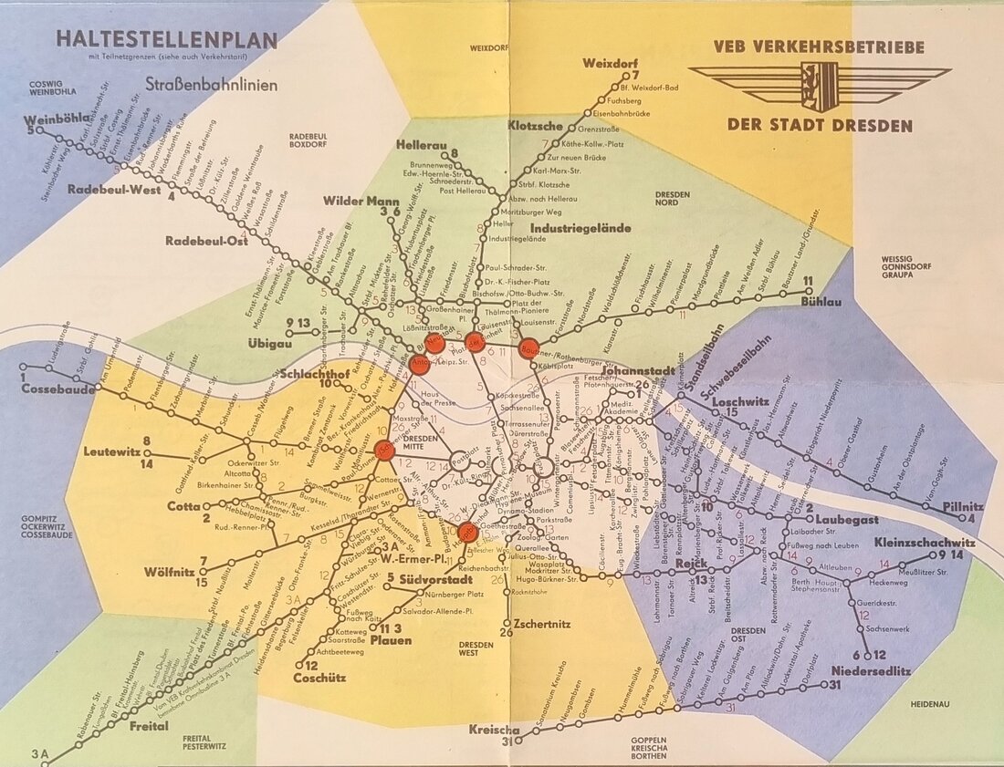 Dresdner Netzplan Strab mit 3A 1975